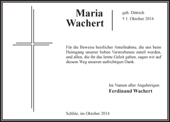 Traueranzeige von Maria Wachert 