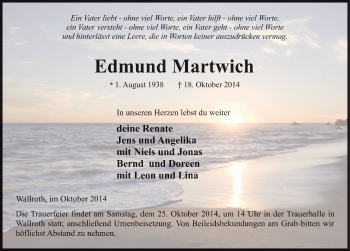 Traueranzeige von Edmund Martwich von Fuldaer Zeitung
