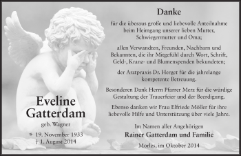 Traueranzeige von Eveline Gatterdam 
