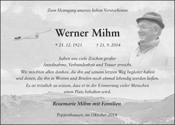Traueranzeige von Werner Mihm 