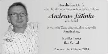 Traueranzeige von Andreas Jähnke 