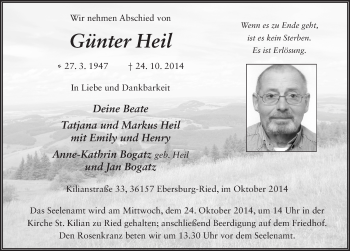 Traueranzeige von Günter Heil 