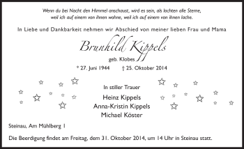Traueranzeige von Brunhild Kippels 