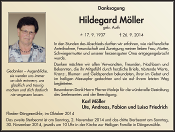 Traueranzeige von Hildegard Möller 