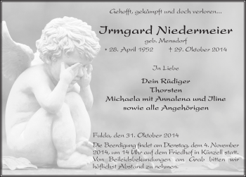 Traueranzeige von Irmgard Niedermeier 