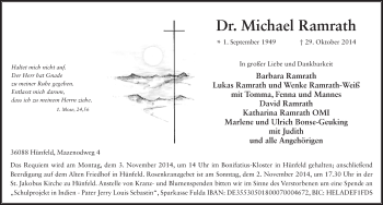 Traueranzeige von Michael Ramrath 