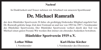 Traueranzeige von Michael Ramrath 