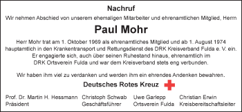 Traueranzeige von Paul Mohr 