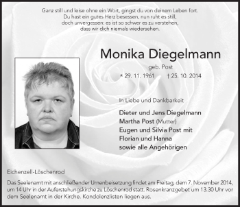Traueranzeige von Monika Diegelmann 