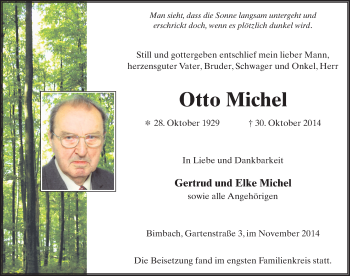 Traueranzeige von Otto Michel 