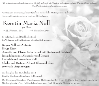 Traueranzeige von Kerstin Maria Noll 