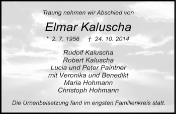 Traueranzeige von Elmar Kaluscha 