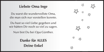 Traueranzeige von Inge Weis 