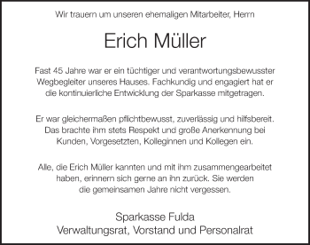 Traueranzeige von Erich Müller 