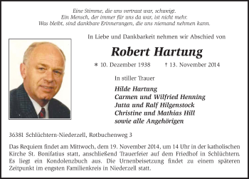 Traueranzeige von Robert Hartung 