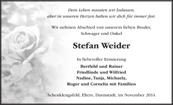 Traueranzeige von Stefan Weider 