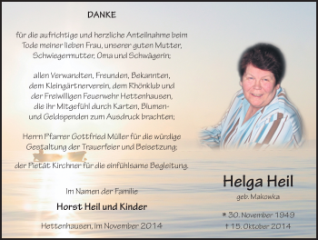 Traueranzeige von Helga Heil 