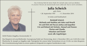 Traueranzeige von Julia Scheich 