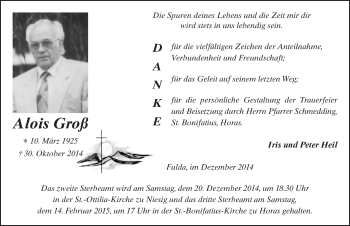 Traueranzeige von Alois Groß 