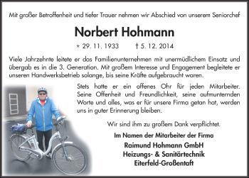 Traueranzeige von Norbert Hohmann 