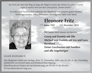 Traueranzeige von Eleonore Fritz 