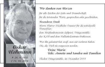 Traueranzeige von Oskar Hohmann 