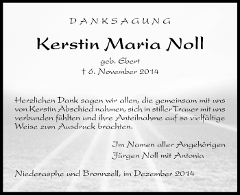 Traueranzeige von Kerstin Maria Noll 