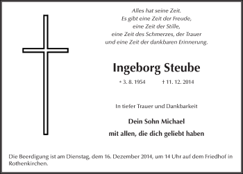 Traueranzeige von Ingeborg Steube 