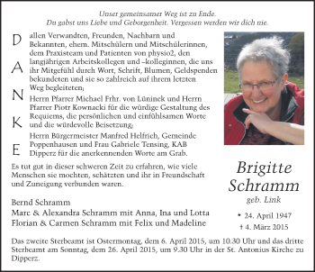 Traueranzeige von Brigitte Schramm 