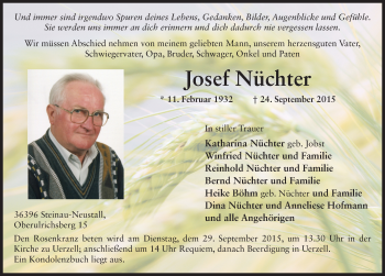 Traueranzeige von Josef Nüchter 