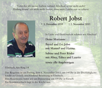 Traueranzeige von Robert Jobst 