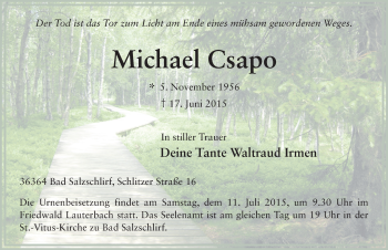 Traueranzeige von Michael Csapo 