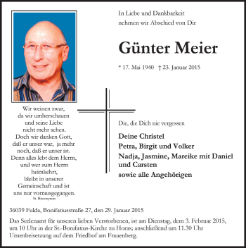 Traueranzeige von Günter Meier 