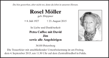 Traueranzeige von Rosel Möller 