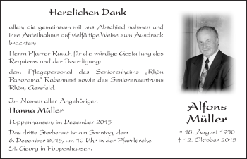 Traueranzeige von Alfons Müller 