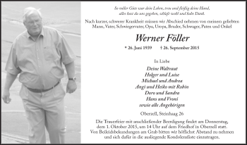 Traueranzeige von Werner Föller 