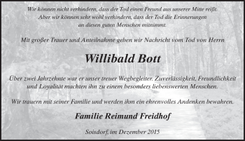 Traueranzeige von Willibald Bott 