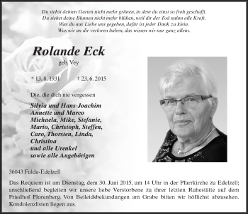 Traueranzeige von Rolande Eck 