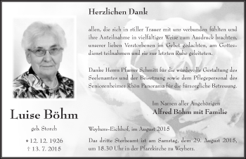 Traueranzeige von Luise Böhm 