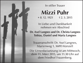 Traueranzeige von Mizzi Puhr 