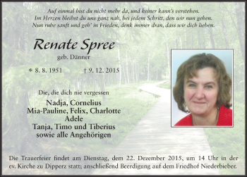 Traueranzeige von Renate Spree 