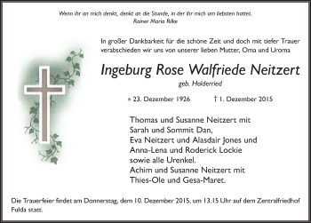Traueranzeige von Ingeburg Neitzert 