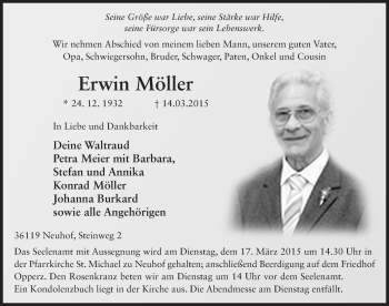 Traueranzeige von Erwin Möller 