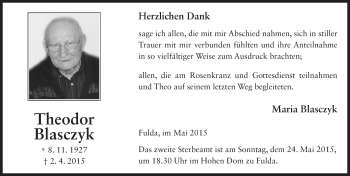 Traueranzeige von Theodor Blasczyk 
