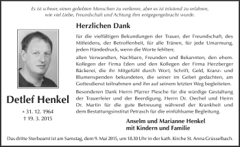Traueranzeige von Detlef Henkel 