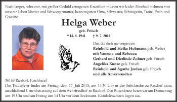 Traueranzeige von Helga Weber 