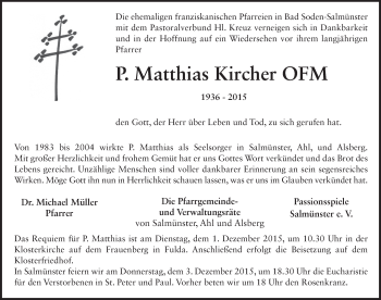 Traueranzeige von Matthias Anton Kircher 