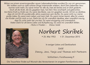 Traueranzeige von Norbert Skribek 