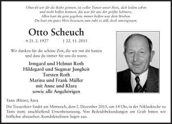 Traueranzeige von Otto Scheuch 