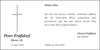 Traueranzeige von Peter Fräßdorf 